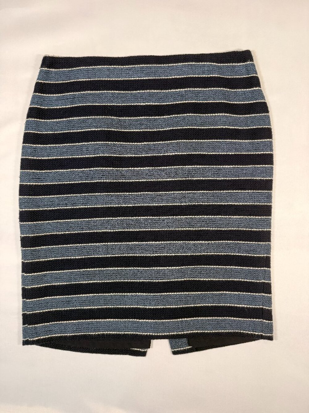 LOFT Size 10 Blue Black Striped Textured Pencil Skirt